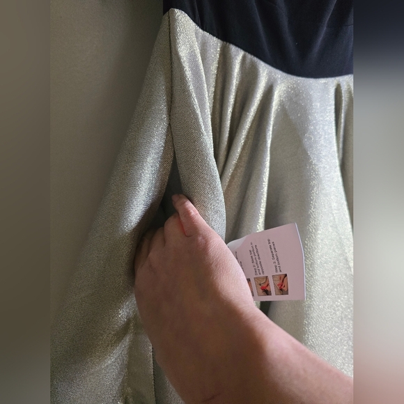 IEENA FOR MAC DUGGAL, Black & Gold One Shoulder A-Line Dress, Size 4, NWT! - Picture 7 of 14